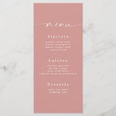 Elegante Solid Color Dusty Rose Pink Wedding Menükarte (Vorderseite)
