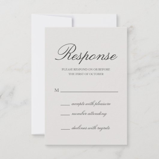 Elegante Solid Color Gray Wedding RSVP Karte (Vorderseite)