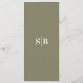 Elegante Solid Color Olive Lily Green Wedding Menükarte (Rückseite)