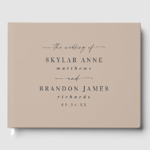 Elegante Solid Color Taupe Sand Beige Hochzeit Gästebuch