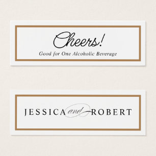 Elegante Solid Gold Border Drink Ticket Cheers