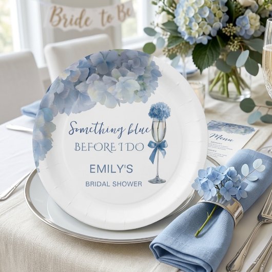 Elegante Something Blue Hortensien-Blumen Pappteller