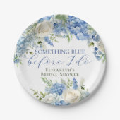 Elegante Something Blue Hortensien-Brautparty Pappteller (Vorderseite)