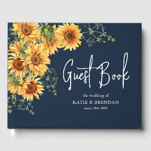 Elegante Sommer Herbst Sonnenblumen Hochzeit Gästebuch
