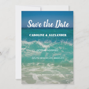 Elegante Sommer-Ozeanwellen Strandtropische Hochze Save The Date
