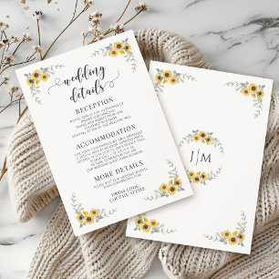 Elegante Sommer-Sonnenblumen-Hochzeitskarte Begleitkarte