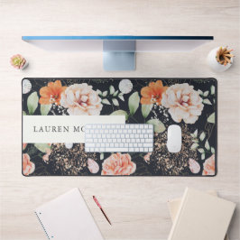 elegante sommerblumenfarbene monogramm schreibtischunterlage