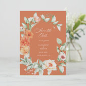 elegante Sommergarten mit Blumenkarte Save the Dat Date (Stehend Vorderseite)