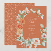 elegante Sommergarten mit Blumenkarte Save the Dat Date (Vorne/Hinten)