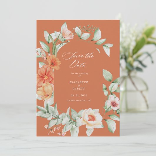 elegante Sommergarten mit Blumenkarte Save the Dat Save The Date (Stehend Vorderseite)