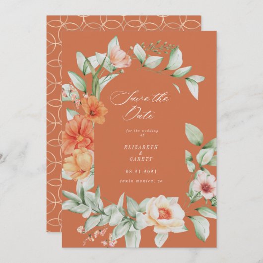 elegante Sommergarten mit Blumenkarte Save the Dat Save The Date (Vorne/Hinten)