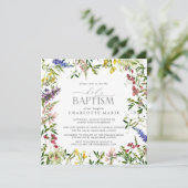 Elegante Sommerhitze Wildblume Blumentaufen Einladung (Stehend Vorderseite)