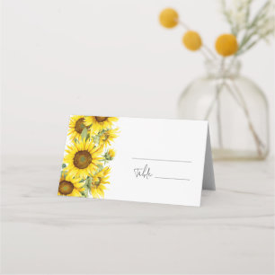 Elegante Sommerhochzeit mit Sonnenblumen Platzkarte