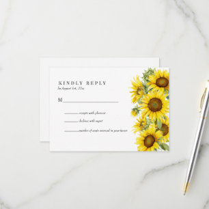 Elegante Sommerhochzeit mit Sonnenblumen RSVP Karte
