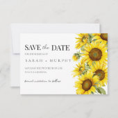 Elegante Sommerhochzeit mit Sonnenblumen Save The Date (Vorderseite)