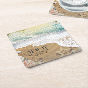 Elegante Sonne und blauer Ozeanstrand Rechteckiger Pappuntersetzer