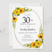Elegante Sonnenblume 30. Geburtstag Party Einladung (Vorderseite)