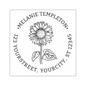 Elegante Sonnenblume #4 Name Rücksendeadresse Gummistempel (Prägung)