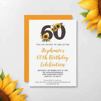 Elegante Sonnenblume 60. Geburtstag Einladung