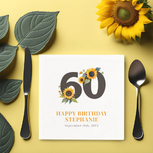 Elegante Sonnenblume 60. Geburtstag Servietten