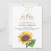 Elegante Sonnenblume, 70. Geburtstag Einladung (Vorderseite)