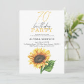 Elegante Sonnenblume, 70. Geburtstag Einladung (Stehend Vorderseite)