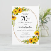 Elegante Sonnenblume 70. Geburtstagsparty Einladung (Stehend Vorderseite)