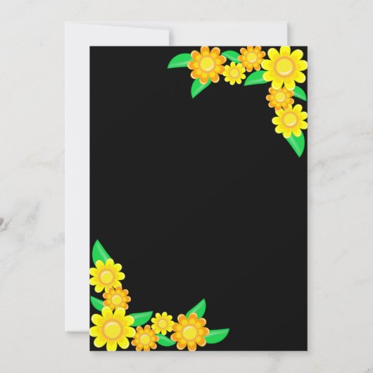 Elegante Sonnenblume Black Floral Boy Baby Dusche Einladung (Rückseite)