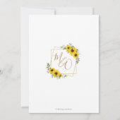 Elegante Sonnenblume Blumen Goldene Hochzeit Einladung (Rückseite)
