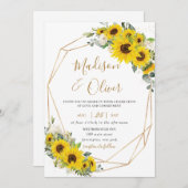 Elegante Sonnenblume Blumen Goldene Hochzeit Einladung (Vorne/Hinten)