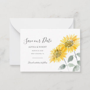 Elegante Sonnenblume Botanische Hochzeit Save The Mitteilungskarte
