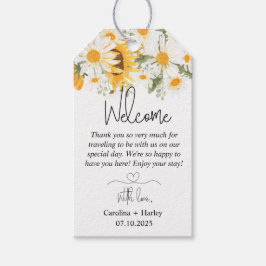 Elegante Sonnenblume Daisy Wedding Willkommen Geschenkanhänger
