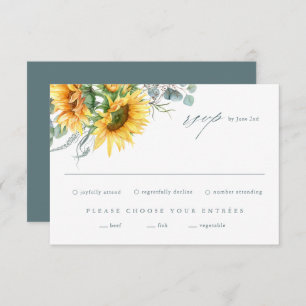 Elegante Sonnenblume Eucalyptus Wedding RSVP Card