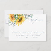 Elegante Sonnenblume Eucalyptus Wedding RSVP Card (Vorderseite)
