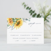 Elegante Sonnenblume Eucalyptus Wedding RSVP Card (Stehend Vorderseite)