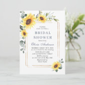 Elegante Sonnenblume Eukalyptus Brautparty QR-Code Einladung (Stehend Vorderseite)