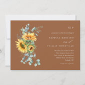 Elegante Sonnenblume Eukalyptus Fall Boho Wedding Einladung (Vorderseite)
