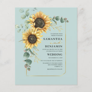Elegante Sonnenblume Eukalyptus Hochzeit Einladung