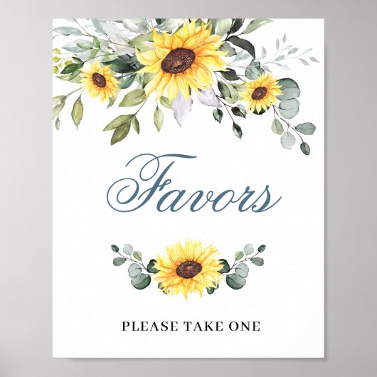 Elegante Sonnenblume Eukalyptus Lieblings-Hochzeit Poster (Vorne)