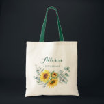 Elegante Sonnenblume Eukalyptus Rustic Bridesmaid Tragetasche<br><div class="desc">Elegante Sonnenblume Eukalyptus Rustikale Bridesmaid Tote Bag. Geben Sie Ihrem Brautparty eine Tasche, die es Ihnen ermöglicht, sich rundum zu fühlen! Diese Tasche sind so angepasst, dass sie alles sagen, was man möchte. Für weitere Anpassungen klicken Sie bitte auf den Link "Weitere Anpassung" und verwenden Sie unser Design-Tool, um diese...</div>