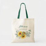 Elegante Sonnenblume Eukalyptus Rustic Bridesmaid Tragetasche<br><div class="desc">Elegante Sonnenblume Eukalyptus Rustikale Bridesmaid Tote Bag. Geben Sie Ihrem Brautparty eine Tasche, die es Ihnen ermöglicht, sich rundum zu fühlen! Diese Tasche sind so angepasst, dass sie alles sagen, was man möchte. Für weitere Anpassungen klicken Sie bitte auf den Link "Weitere Anpassung" und verwenden Sie unser Design-Tool, um diese...</div>