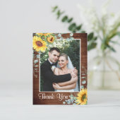 Elegante Sonnenblume Eukalyptus Rustic Danke Pos Postkarte (Stehend Vorderseite)