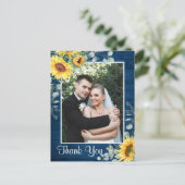 Elegante Sonnenblume Eukalyptus Rustic Vielen Dank Postkarte (Stehend Vorderseite)