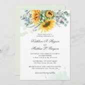 Elegante Sonnenblume Eukalyptus Splash Wedding Einladung (Vorne/Hinten)