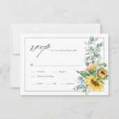 Elegante Sonnenblume Eukalyptus Wasserfarbenhochze RSVP Karte (Vorderseite)