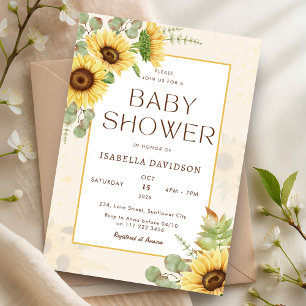 Elegante Sonnenblume Gelbe Blütendusche Einladung