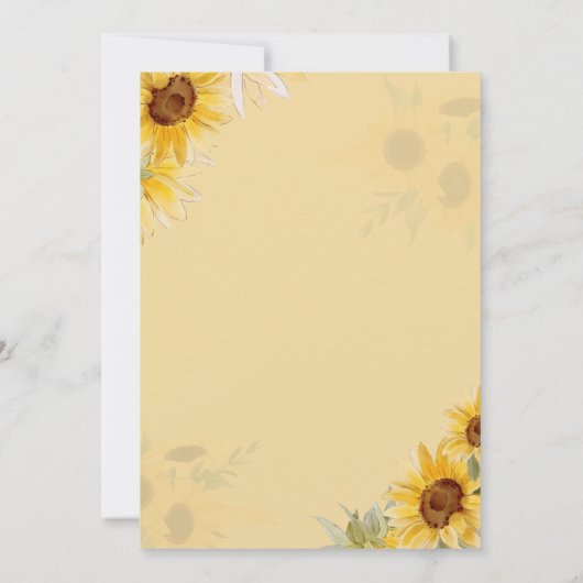 Elegante Sonnenblume Gelbe Blütendusche Einladung (Rückseite)