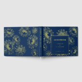 Elegante Sonnenblume Gold Hochzeit Foil blue Gästebuch (Voll)