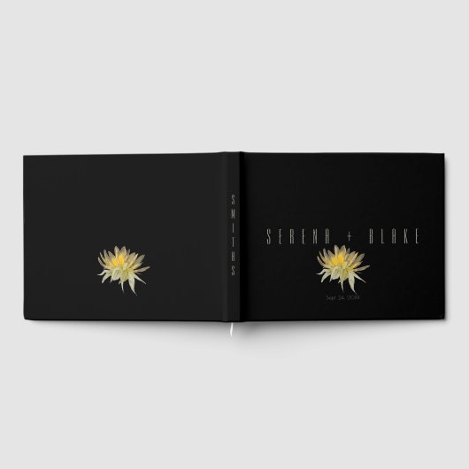 Elegante Sonnenblume Hochzeit Black Gästebuch (Voll)
