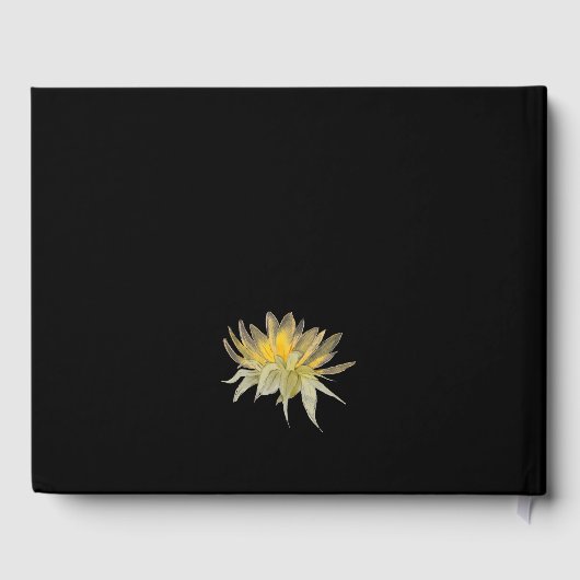 Elegante Sonnenblume Hochzeit Black Gästebuch (Rückseite)